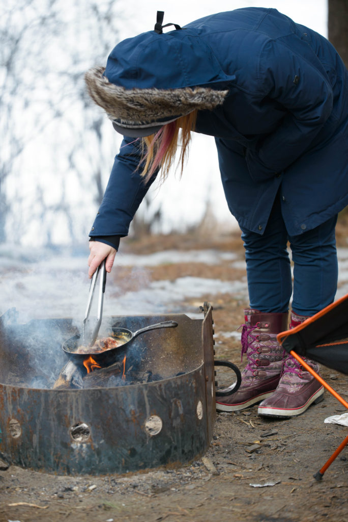 cooking bacon while camping