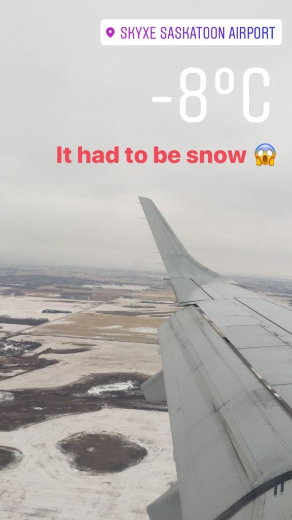 snowy sasktoon from airplane travel
