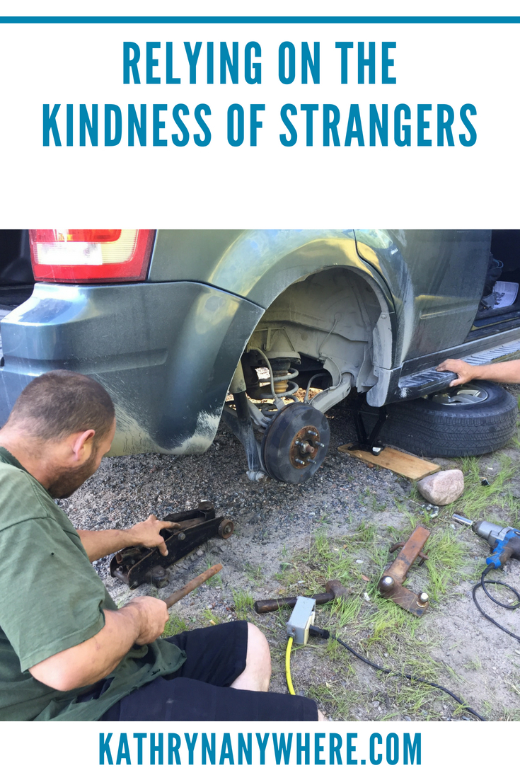 Relying on the Kindness of Strangers, blowing a tire on a road trip #solotravel #roadtrip #kindfolks #ontariotravel #bancroft #nicepeopleinbancroft #kindnessofstrangers #fordescape #mechanics 