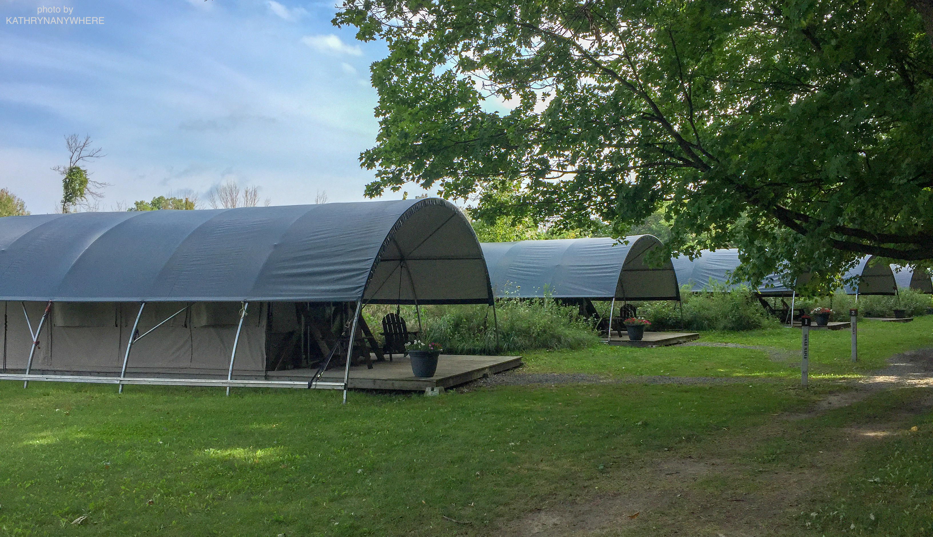 Luxury Family Glamping Ontario, front of tents 1-4