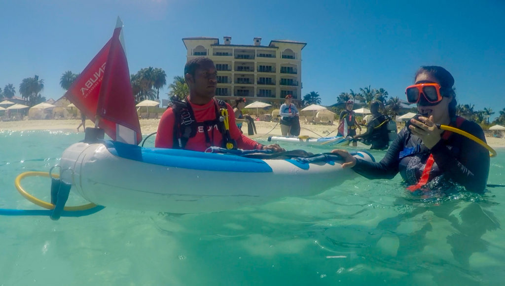 Snuba from the Beach, with Dive Master Johnny and Sara - Beaches Moms in Turks and Caicos Snuba crew, October 2018 #diving #Scuba #dive #Sea #snorkeling #scubadive #SNUBA #snubalife #whyyoushouldtrysnuba #turksandcaicos #BeachesMoms #BeachesResorts #sarapittard