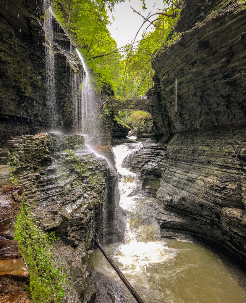 beautiful waterfalls in Watkins Glen State Park, New York, Gorge Trail 