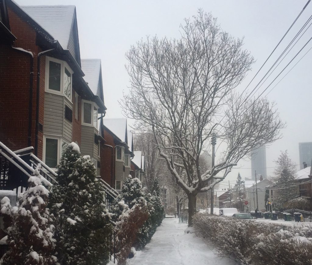 Winter sidewalk in Toronto