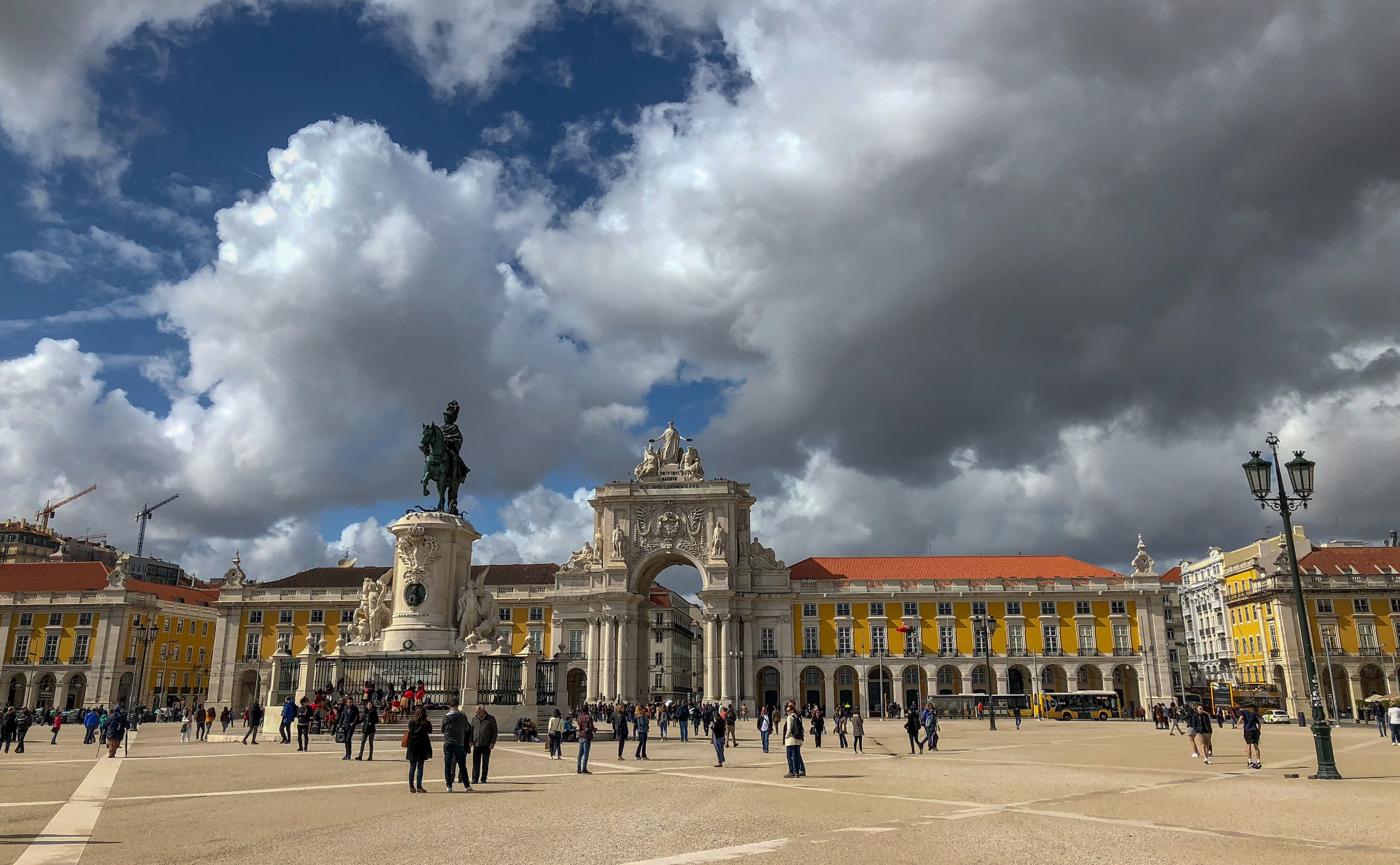 Welcome to Commerce Square / The Praça do Comércio in Lisbon, Portugal. Located on the Tagus river, the square is still commonly known as Terreiro do Paço because it was the location of the Paços da Ribeira (Royal Ribeira Palace) until it was destroyed by the great 1755 Lisbon earthquake.