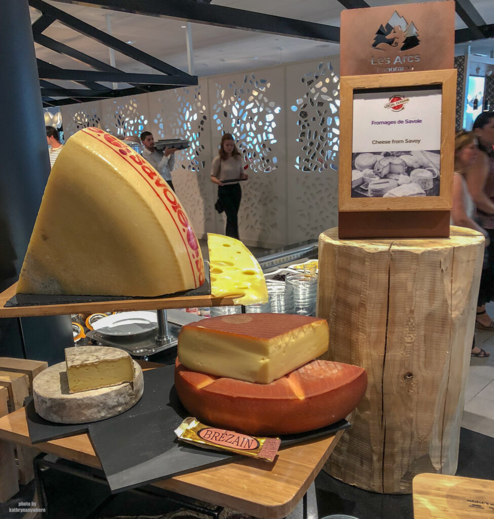 Regional Savoie cheeses at the buffet to eat