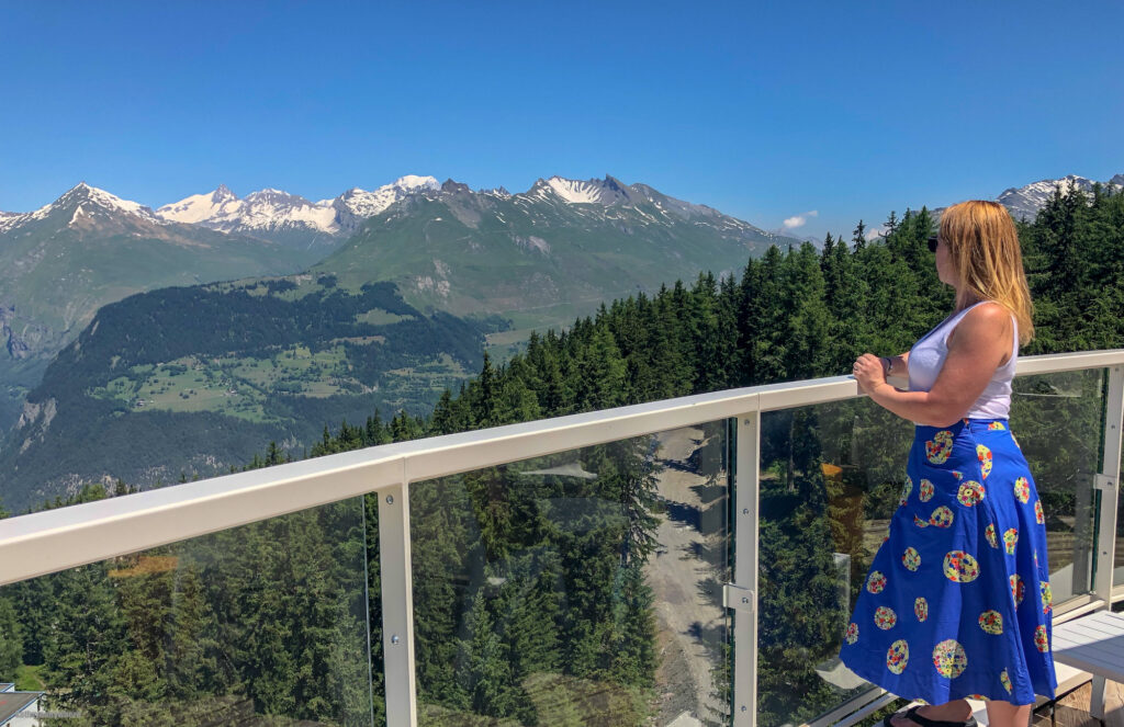 Admiring the view of Mont Blanc and the French Alps from Club Med Les Arcs Panorama