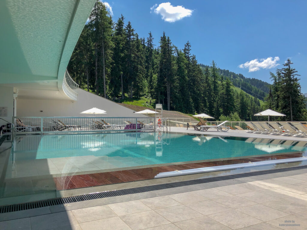 quiet afternoon at the pool in the french alps