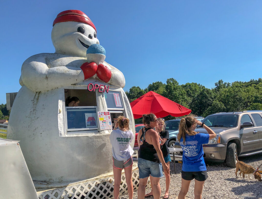 The Snowman, roadside ice cream and shaved ice vendor in Portersville, PA