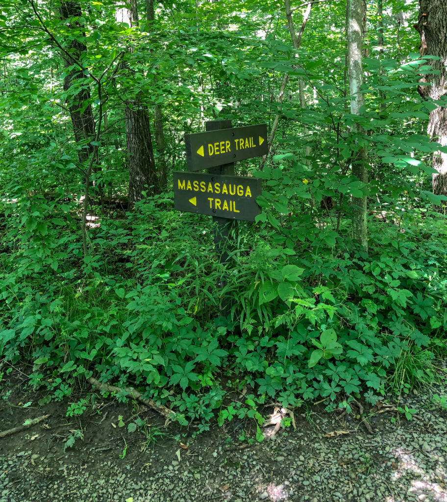Trail markers at Jennings Environmental Education Center in Butler County PA
