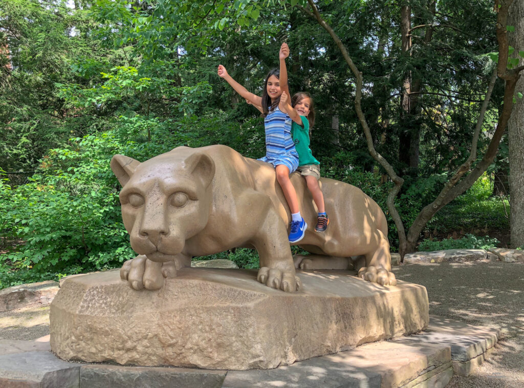 On a Pennsylvania road trip, it's essential to make it to State College to pose with the Nittany Lion shrine. The Nittany Lion is the mascot of Pennsylvania State University in University Park, Pennsylvania, USA and its athletic teams.