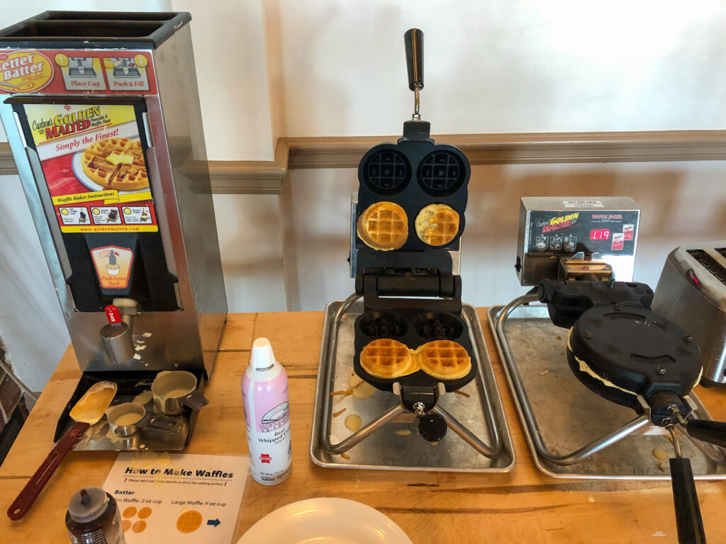 Waffle station for breakfast at viamede resort