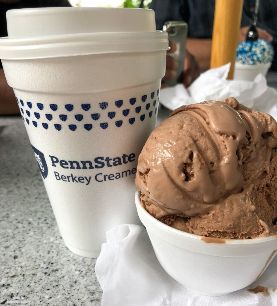 coffee and ice cream for breakfast at Berkey Creamery in Penn State