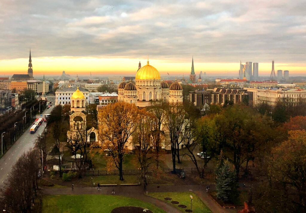 Sunrise, facing the old city of Riga, Latvia, November 2019. Taken from my hotel room at the Radisson.