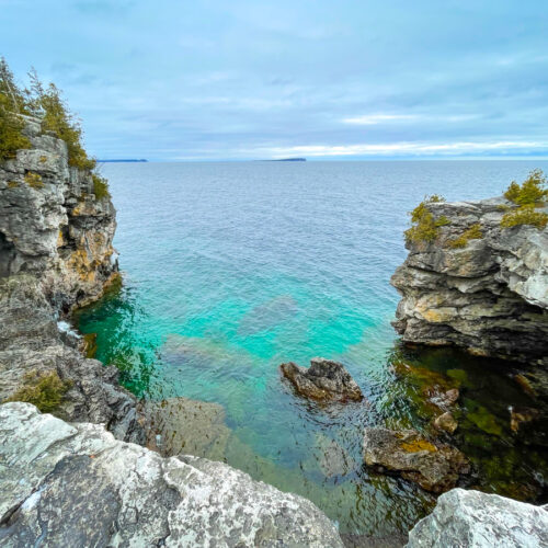 The Grotto from above in Bruce Peninsula National Park, Tobermory, Ontario