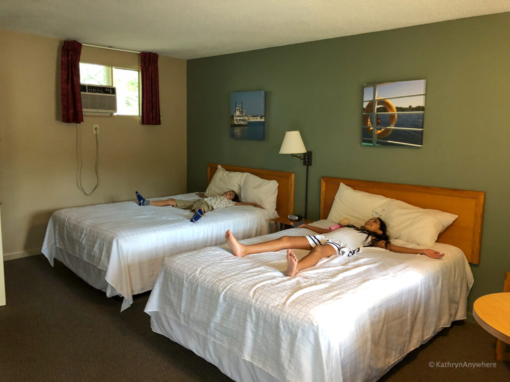 Interior room and beds in Colonial resort, Gananoque