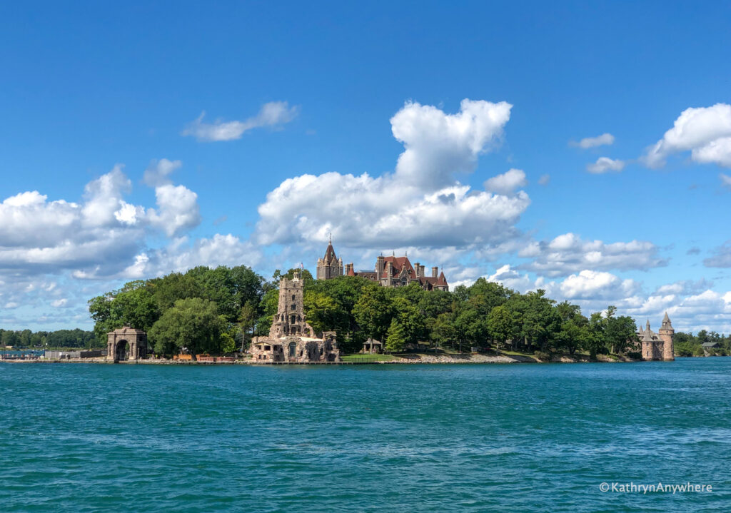 Boldt Castle on Heart Island in 1000 Islands as seen from Rockport Cruise Line sightseeing boat