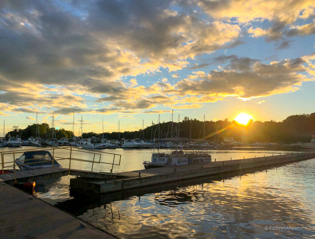 Sunset at the marina in Gananoque, Ontario in 1000 islands