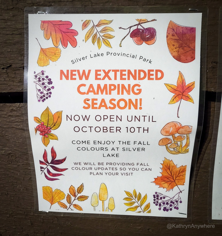Extended camping season at Silver Lake Provincial Park campground!
