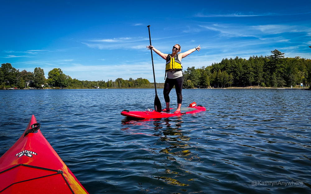 SUP stand up paddle boarding in Silver Lake Provincial Park in September