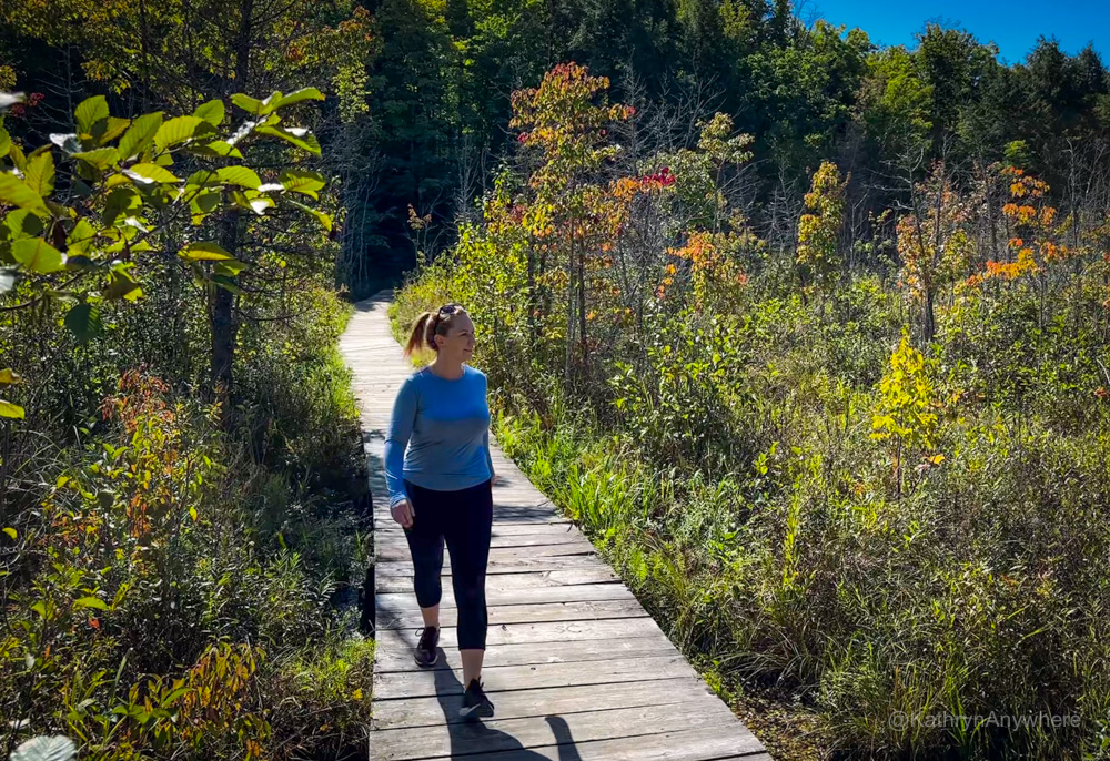 Hiking the march trail at Silver Lake Provincial Park in September